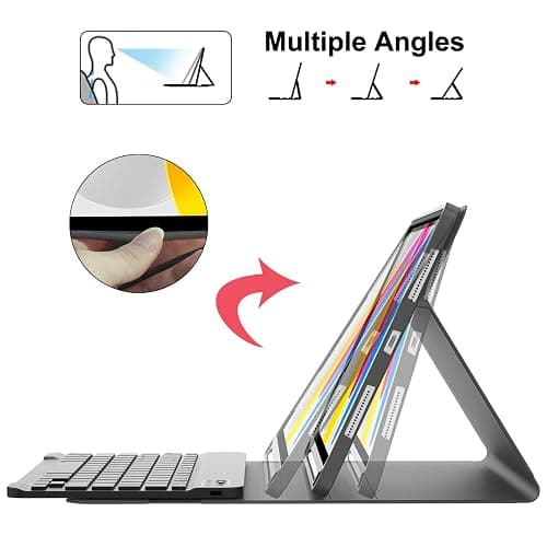Keyboard Case for iPad A16 11th Generation 2025/10th Generation 2022, UK Layout Detachable Bluetooth Keyboard with Slim Cover and Pencil Holder for iPad 10th/11th Generation 10.9/11 inch, Black thumbnail 4