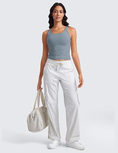 CRZ YOGA Butterluxe Double Lined Tank Tops for Women - Workout Casual Scoop Neck Racerback Crop Sleeveless Shirt thumbnail 4