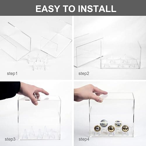 Kcgani 5 Ring Championship Ring Display Case, Clear Tournament Ring Holder Box, Acrylic Display Easel and Stand Holder for Multiple Rings Baseball Softball Football Cheer Leading Ring, Removable Door thumbnail 7