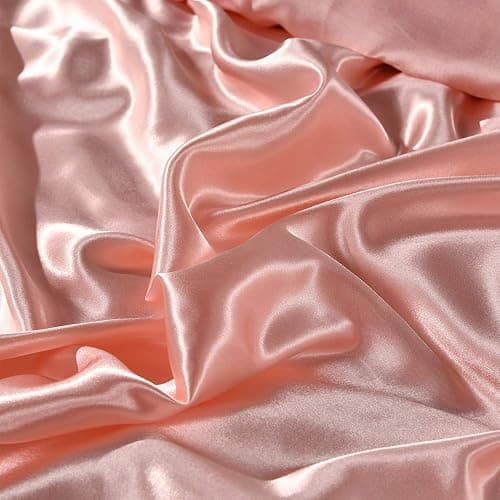 Lanqinglv Bettwäsche Set 135x200cm 2 Teilig Rosa Satin Seide Seidig Luxus Bettbezug mit Reißverschluss und Kissenbezug 80x80cm thumbnail 4