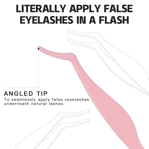 Pretty memory Eyelash Applicator Tool DIY False Curved Eyelash Extension Tweezer for Volume Lashes Application and Removal, Pink - Pink thumbnail 5