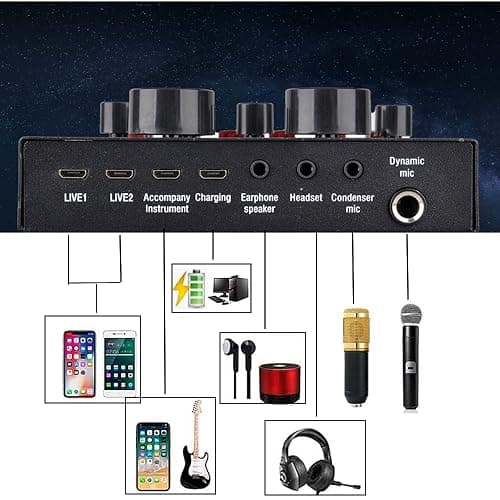 Podcast Equipment Bundle, BM-800 Recording Studio Package with Voice Changer, Live Sound Card - Audio Interface for Laptop Computer Vlog Living Broadcast Live Streaming YouTube TikTok (AM100-V8) - AM100-V8 thumbnail 7