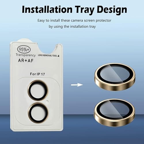 Compatible with iphone 17 Camera Lens Protector [1 Set ], Individual Lens Protectors, Scratch-Resistant Ultra-Thin Tempered Glass with Aluminum Edging, for Apple iphone17 Phone 6.3 inch (Gold) thumbnail 3