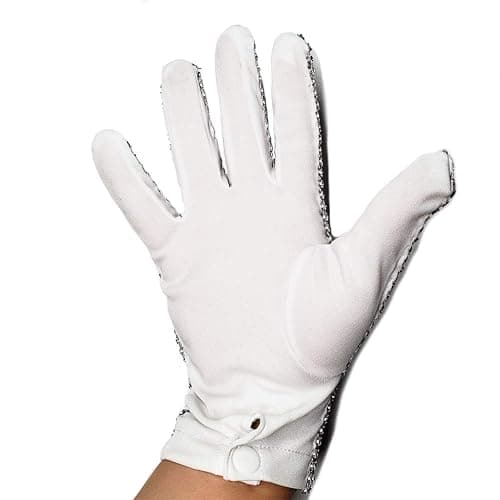 Rhinestone Glove Silver Sequin Dance Gloves Classic Role Player Punk Glove thumbnail 4