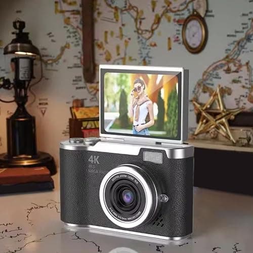 4K Digital Camera for Photo, Portable Retro Camera with Flip Screen, Compact Retro Camera for Outdoor (White 1 Set) thumbnail 2