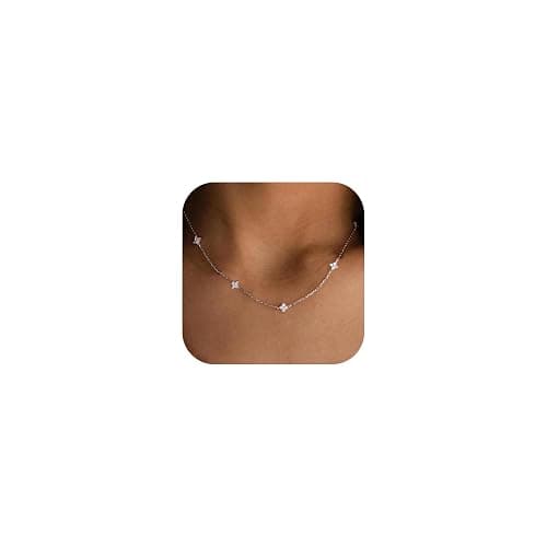 CUEZIY Dainty Necklaces for Women Cute Station Choker Necklace Cubic Zirconia Simulated Diamond Necklace Simple Layering CZ Necklace Trendy Jewelry Gifts - Image 1
