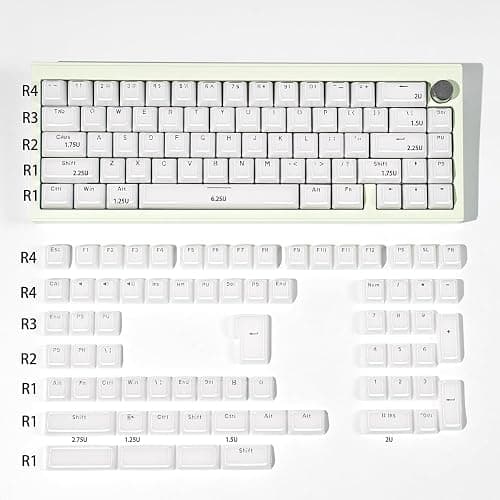 Crystal Jelly Keycaps, White Custom Translucent Keycaps, 135 Keys OEM Profile Keycap Set, Cute Shine Through Keyboard Key Caps for 61/68/84/87/98/100 Cherry MX Keyboard Mechanical, White thumbnail 7