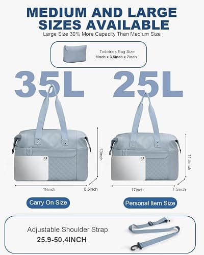Pritent Travel Duffle Bag, Weekender Overnight Personal Item Carry On Bag | Waterproof Duffel Bag, with Toiletry Bag, Removable Strap, Hospital Bag for Labor Delivery, Airplane Travel, Gym thumbnail 3