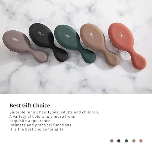 RHOS Mini Hair Brush for Women,Men and Kids-Travel Size Hair Brush for Purse,Pocket,backpack-Small Cushion Paddle Brush with Soft Bristles-Mini Detangler Brush for All Hair Types(1 Pack-Black) thumbnail 8