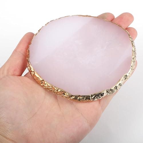 2 Pcs Resin Nail Art Palette, Nail Art Painting Mixed Color Palettes Gold Edge Nail Holder Nail Art Display Board (Coffee, White) thumbnail 3