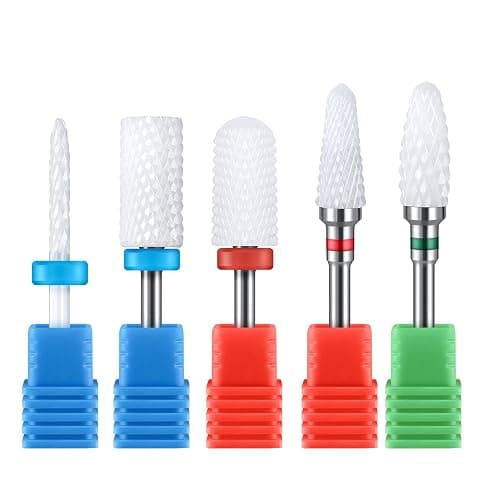 MelodySusie Ceramic Nail Drill Bits Set, 3/32'' (2.35mm) Professional Acrylic Nail File Drill Bit for Manicure Pedicure Cuticle Gel Nail Polishing 5Pcs - Image 1