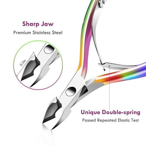 Cuticle Trimmer Cuticle Remover with Cuticle Pusher, XUNXMAS Professional Stainless Steel Durable Pedicure Manicure Tools Cutter Nipper Scissor Clipper for Fingernails and Toenails Dead Skin thumbnail 4