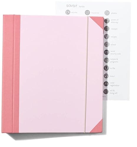 The Folio® Important Document Organizer by Savor | Binder with Guided Labels, Acid-Free File Folder Organizer with 10 Pockets, Document Holder for Home Records, Legal and Medical Papers (Pink) thumbnail 3