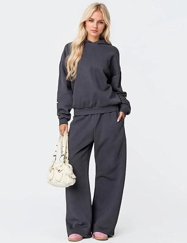 SHBECYDE Two Piece Outfits Bow Graphic Print Hoodie Sweatpants Set Oversized Sweatshirt and High Waist Sweatpants Tracksuit thumbnail 2