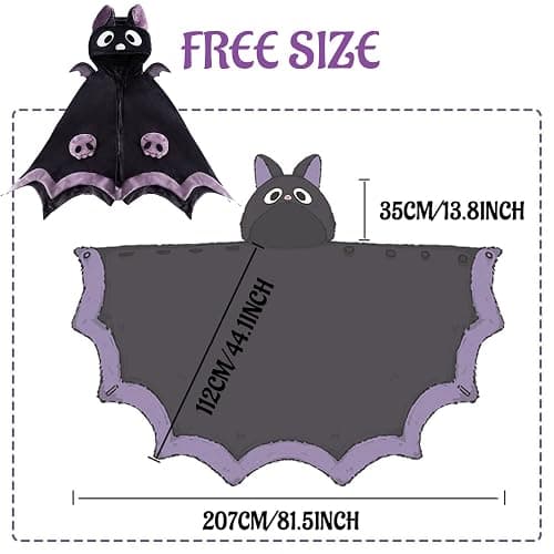 Cute Halloween Wearable Blanket Hoodie Free Size for Adults Devil Bat Hooded Blanket Oversized Soft Sherpa Hoodie Women Throw Cloak Wrap with Demon Wings for Men Child Student,A thumbnail 3