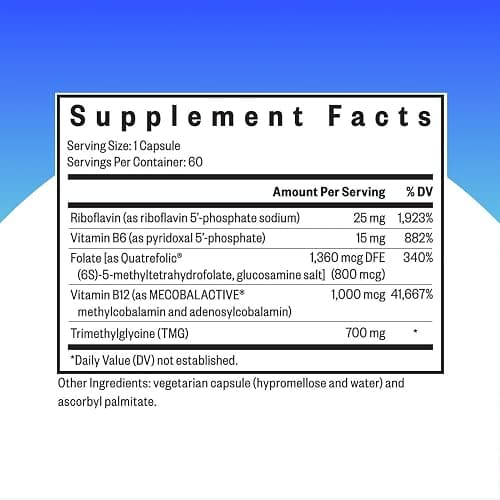 Seeking Health Homocysteine Nutrients - Supplement Formula with L-Methylfolate & Vitamin B12, B6 & B2 - Supports Healthy Cognition & Brain Function - Aids Homocysteine Metabolism - 60 Capsules thumbnail 2