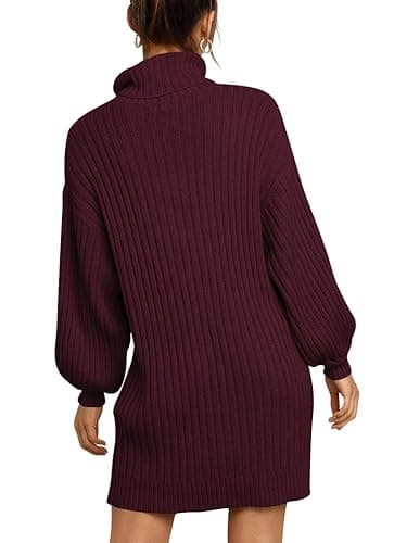 ANRABESS Women Oversized Sweater Dress Turtleneck Batwing Long Sleeve Ribbed Knit Loose 2025 Fall Winter Casual Short Dress thumbnail 5