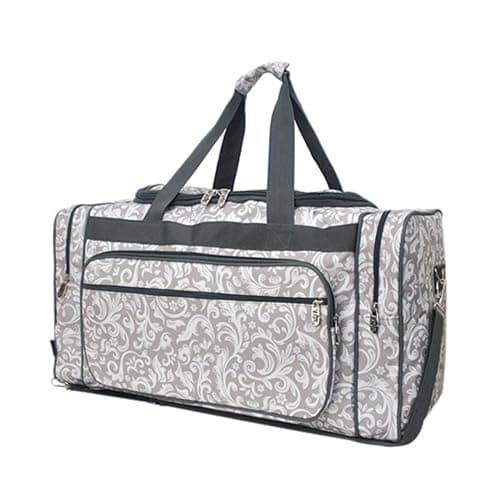 NGIL Canvas 23" inch Duffle Bag (Damask Vine-Gray) - Image 1