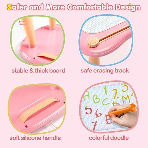 Toys for 1 2 3 Year Old Girl, Magnetic Drawing Board for Toddlers Kids 1-3, Doodle Board Preschool Learning Toys, Baby Christmas Birthday Gifts for 1 2 3 Year Old Girl, Pink thumbnail 4