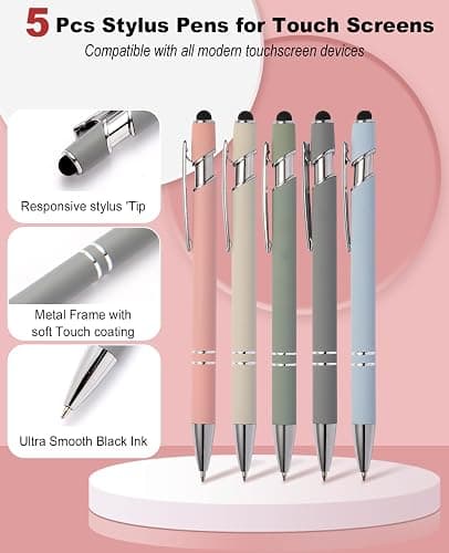 39PCS Aesthetic School Supplies with Cute Pencil Case, 5X Ballpoint Pens with Stylus Tip, 12X Pastel Highlighters, 6X Mechanical Pencil Set 0.5&0.7mm, Suit for Preppy School College Essentials(purple) thumbnail 3