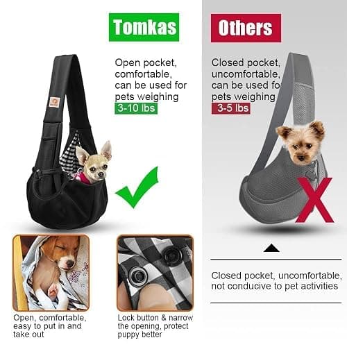 Tomkas Small Dog Sling Carrier - Classic Pocket & Classic Strap - Wrap Carrier - for 3-10 lbs Pets(Black) thumbnail 8