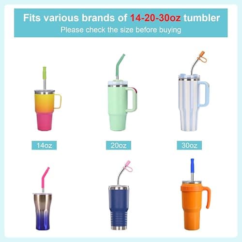 Reusable Stainless Steel Straws Set 6 PCS with 6 Silicone Tips, 2 Straw Brush, 1 Storage Case, Different Sizes of Metal Straws Reusable, Suitable for 14, 20, 30 oz Cups Tumbler, for Hot/Cold Drinks thumbnail 3