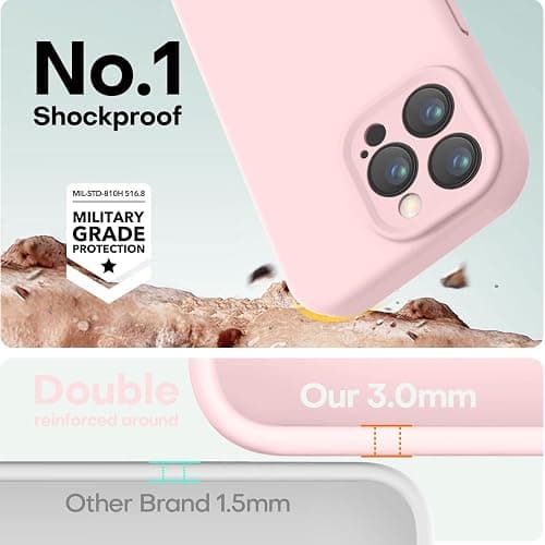 LOVE 3000 Designed for iPhone 14 Pro Case, Premium Silicone with [Soft Anti-Scratch Microfiber Lining] Shockproof Protective Phone Case for Men Women Girls 6.1", Chalk Pink thumbnail 4