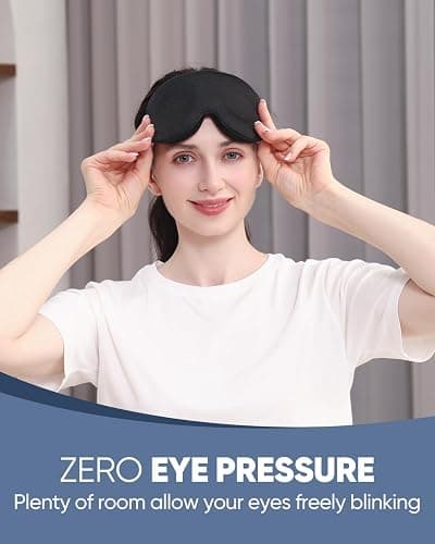 MZOO Luxury Sleep Eye Mask for Side Sleeper Men Women, Zero Eye Pressure 3D Sleeping Mask, Light Blocking Patented Design Night Blindfold, Soft Eye Shade Cover for Travel, Black thumbnail 2
