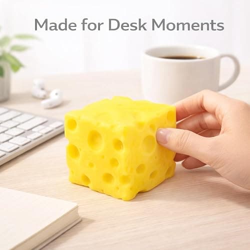 Cheese Squishy Toy, Cheese Block, Soft Stress Relief Toy, Cute Squeeze Gift for Adults, Home Office School 1 PC thumbnail 3