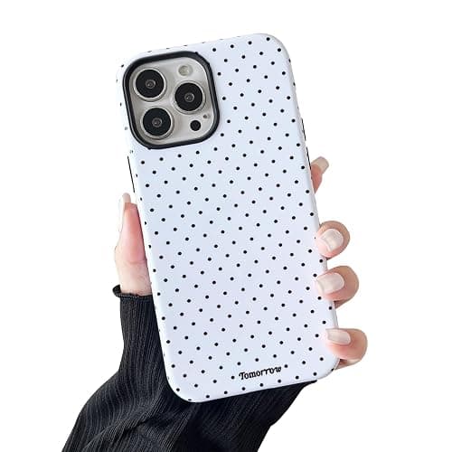 branple Compatible with iPhone 16 Pro Case, Simple Cute Aesthetic Polka Dot Pattern with Shockproof Soft TPU and Hard PC Protective Phone Case for Women Designed for iPhone 16 Pro 6.3"-White - Image 1