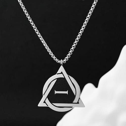Medsor Therian Necklace Silver Plated Stainless Steel Therian Pride Symbol Necklace Therian Pendant for Men Gift thumbnail 3