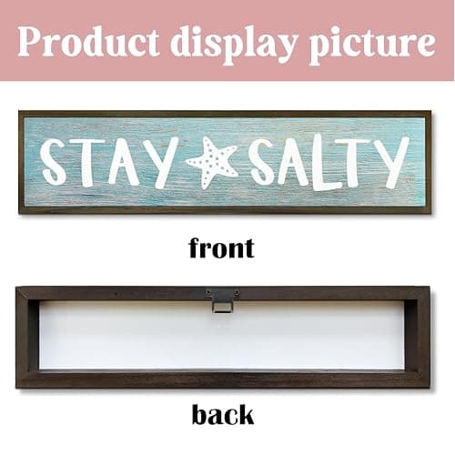 Beach Decoration, Funny Summer Decor Sign, Wall Decors Art, Ocean Coastal Home Decor for Living Room, Bathroom, Beach House Decoration, Framed Wooden Box Sign, Stay Salty Signs 17.8x4x1.2 inches 25 thumbnail 3