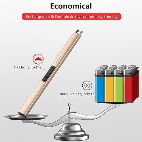 MEIRUBY Electric Candle Lighter, Christmas Stocking Stuffers Gifts for Women Mom Men Wife Sister, USB Arc Rechargeable Windproof Long Lighter for Candle BBQ Housewarming Birthday Gifts Idals thumbnail 5