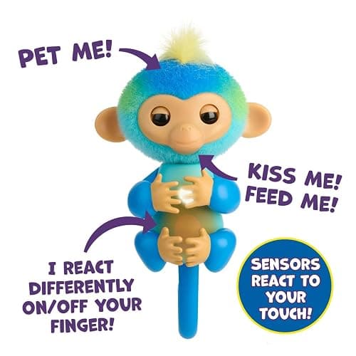 Fingerlings 2023 NEW Interactive Baby Monkey Reacts to Touch – 70+ Sounds & Reactions – Leo (Blue) thumbnail 6