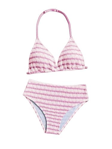 RoseSeek Girl's Tie Dye Smocked 2 Piece Swimwear Sets Backless Halter Bikini Cute Brief Bathing Suit - Image 1