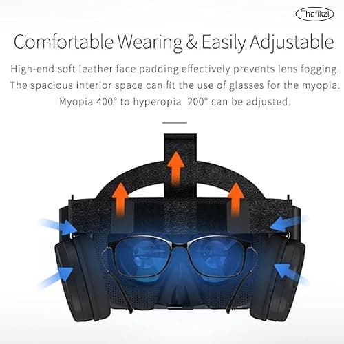 VR Headset for Phone, VR for Movies & Games Foldable 3D Virtual Reality Glasses Bluetooth VR for iPhone/Android Phones with 4.7-6.5’’ Screens, Great for Kids and Adults (Black) thumbnail 5