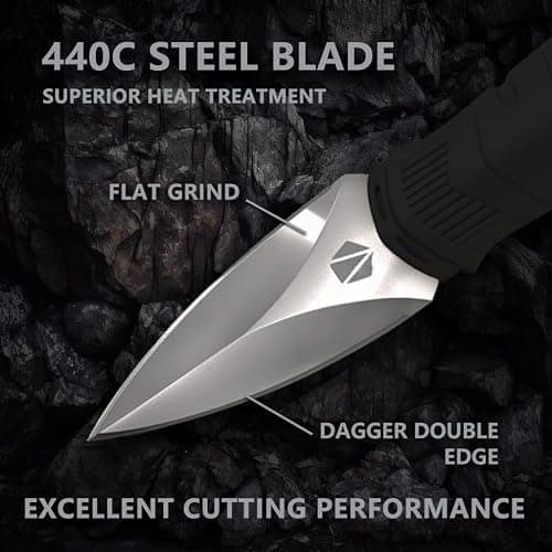 REAT mini EDC utility fixed blade knife, 6 inch 440C steel small spear point neck knife with necklace plastic sheath for outdoor, camping, hiking, for men and women thumbnail 5