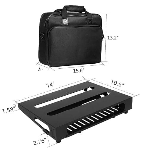 SOYAN 14" x 10.6" Guitar Pedal Board with Power Supply Tray, Carry Bag & Mounting Tapes Included (Black, SPB-14S) thumbnail 7