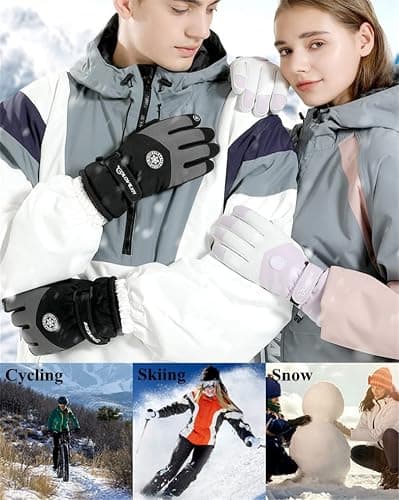 JJZS Winter Ski Snow Gloves for Men, Women, Youth | Touchscreen & Waterproof Cold Weather Hand Warming Gloves Winter Work Gloves thumbnail 7