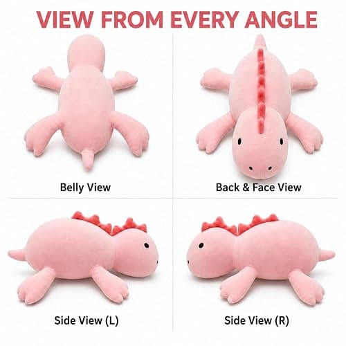 PopMeme 3.5 lb Weighted Stuffed Animal, 24-Inch Pink Dinosaur Plush | Ultra-soft minky fabric with PP cotton and weighted bead filling for a cuddly feel during reading, quiet time and gifting. thumbnail 7
