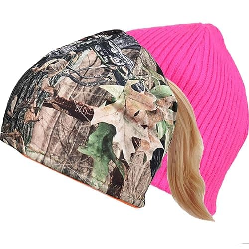 EDTREK Womens Performance Reversible Ponytail Beanie - Windproof Fleece Winter Hat for Hiking Hunting Fishing - Image 1