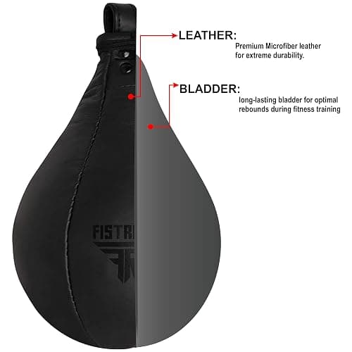 FISTRAGE Speed Bag Boxing Ball Leather MMA Muay Thai Training Punching Dodge Striking Kit with Free Hanging Swivel Workout Speedball Kicking Platform Equipment thumbnail 3