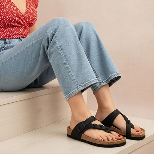 CUSHIONAIRE Women's Libby Cork footbed Sandal with +Comfort and Wide Widths Available, thumbnail 5
