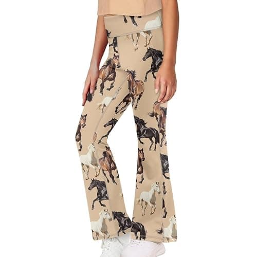GWDDCMGYH Girls Leggings Floral Print High-Waisted Flared Pants 5-14 Years thumbnail 2