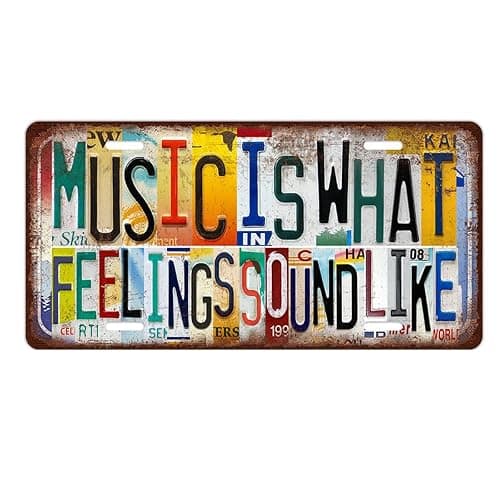 Novwee Retro Music Room Wall Decor Inspirational Quotes Signage Poster - Music Is What Feelings Sound Like 12x6 inches - Image 1