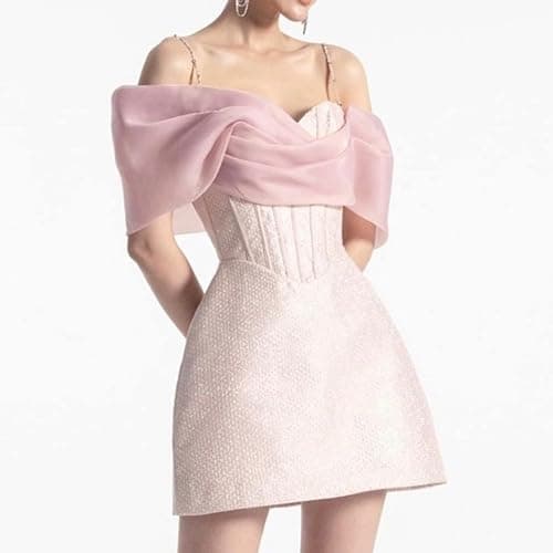 Pink Dress for Women Summer Short Sleeve Vintage Spaghetti Strap Dresses Clothing Ruffles Chic Bodycon thumbnail 5