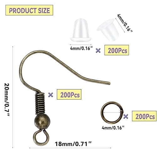 600Pcs Hypoallergenic Earring Hooks, Antique Bronze Earring Making Kit, Supplies with Earring Backs and Jump Rings for Jewelry Making (Bronze) thumbnail 3