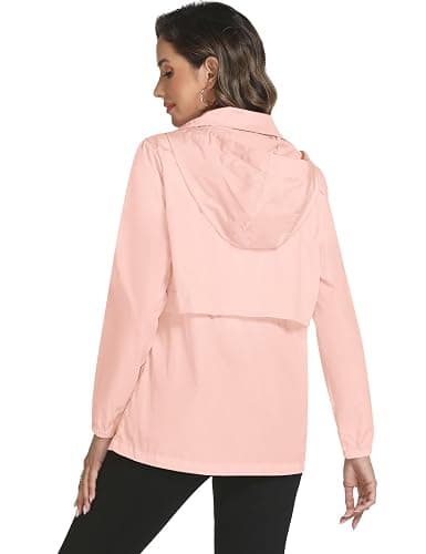Avoogue Rain Jacket Women with Hooded Lightweight Waterproof Raincoats Packable Zipper Pockets Windbreakers thumbnail 4