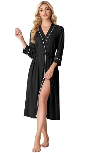 PrinStory Womens Robe Long Kint Bathrobe Lightweight Soft Robes Ladies Bath Robe thumbnail 5
