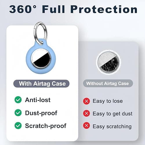 MOLOSLEEVE for Airtag Holder Case with Keychain, Shockproof GPS Cover Anti-Scratch Key Chain for Air Tags, for Airtags Accessories for GPS Item Tracker Cases for Bags, Luggages, Light Blue thumbnail 4